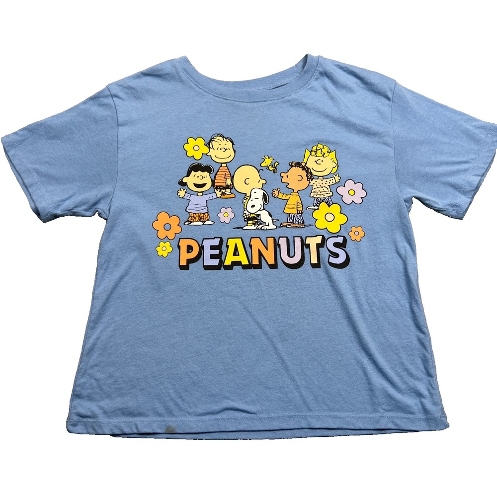 Love Tribe Peanuts Characters T Shirt Girls XS Extra Small Blue Short Sleeve Tee
